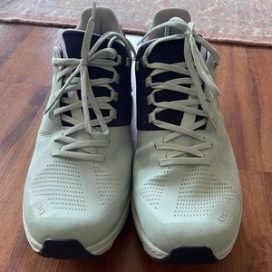 On Cloud Seafoam and Navy Tennis Shoes